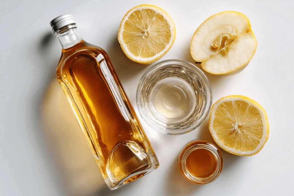 ingredients for apple cider vinegar and lemon juice drink
