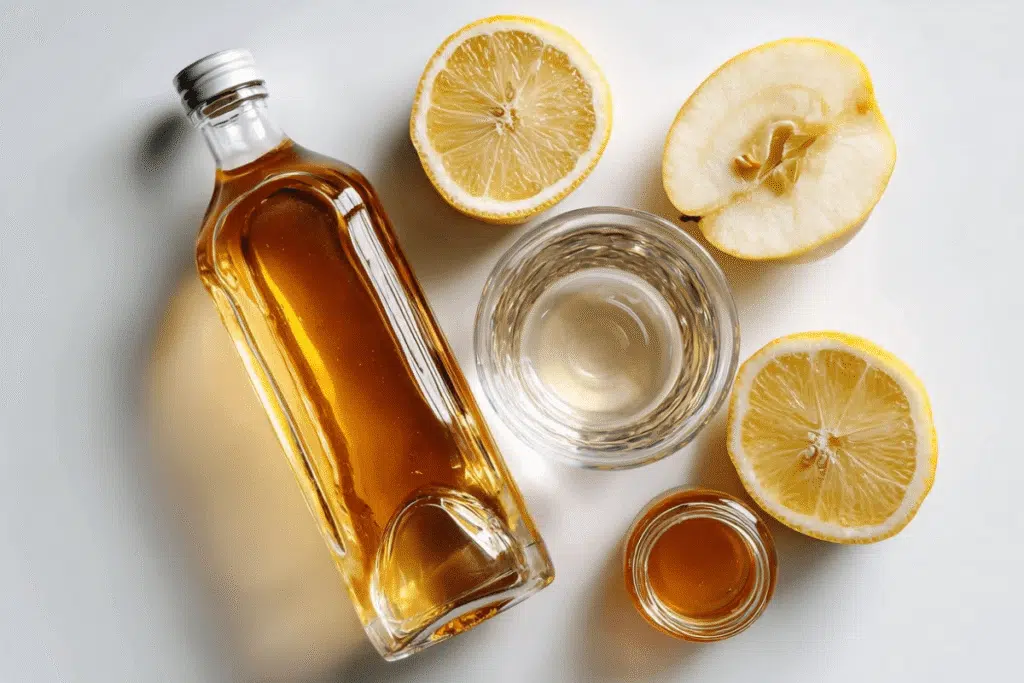 ingredients for apple cider vinegar and lemon juice drink