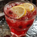 cranberry juice and apple cider vinegar in glass