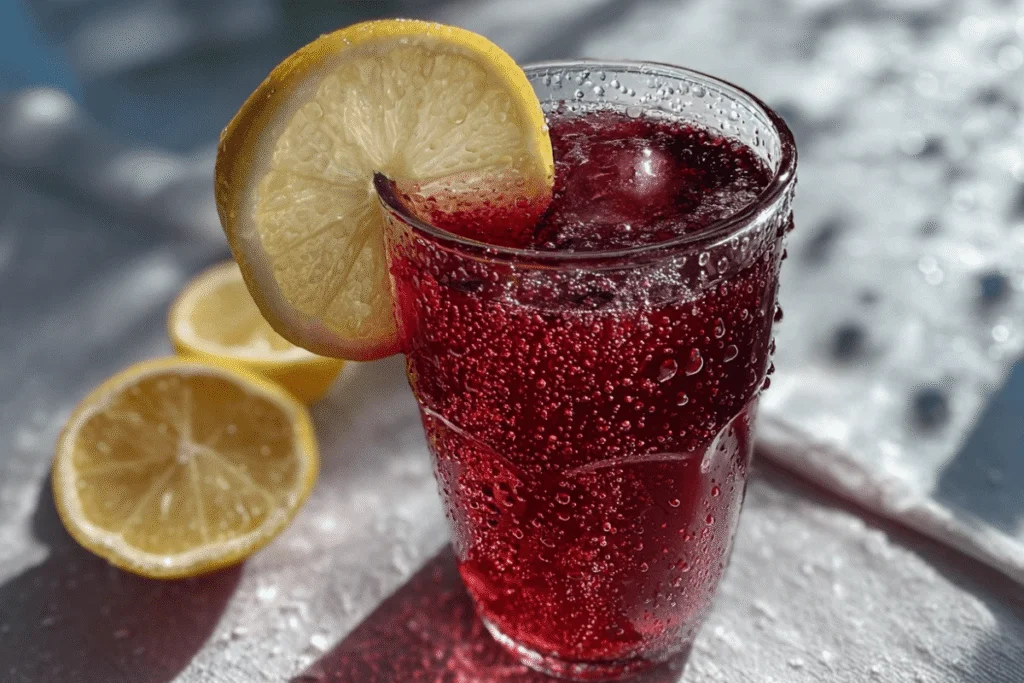 served cranberry juice and apple cider vinegar drink