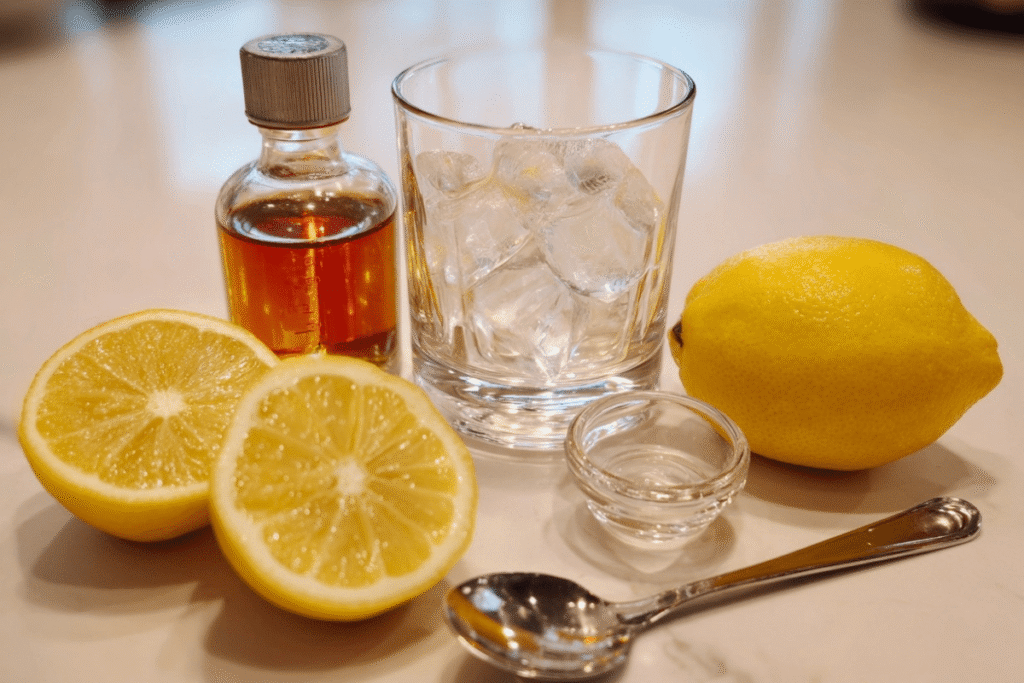 Ingredients for lemon and apple cider water
