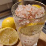 lemon water Himalayan pink salt in glass