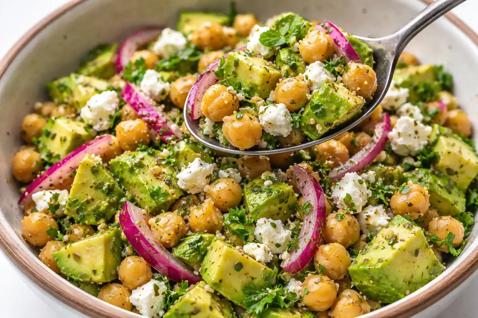 Chickpea Feta Avocado Salad
