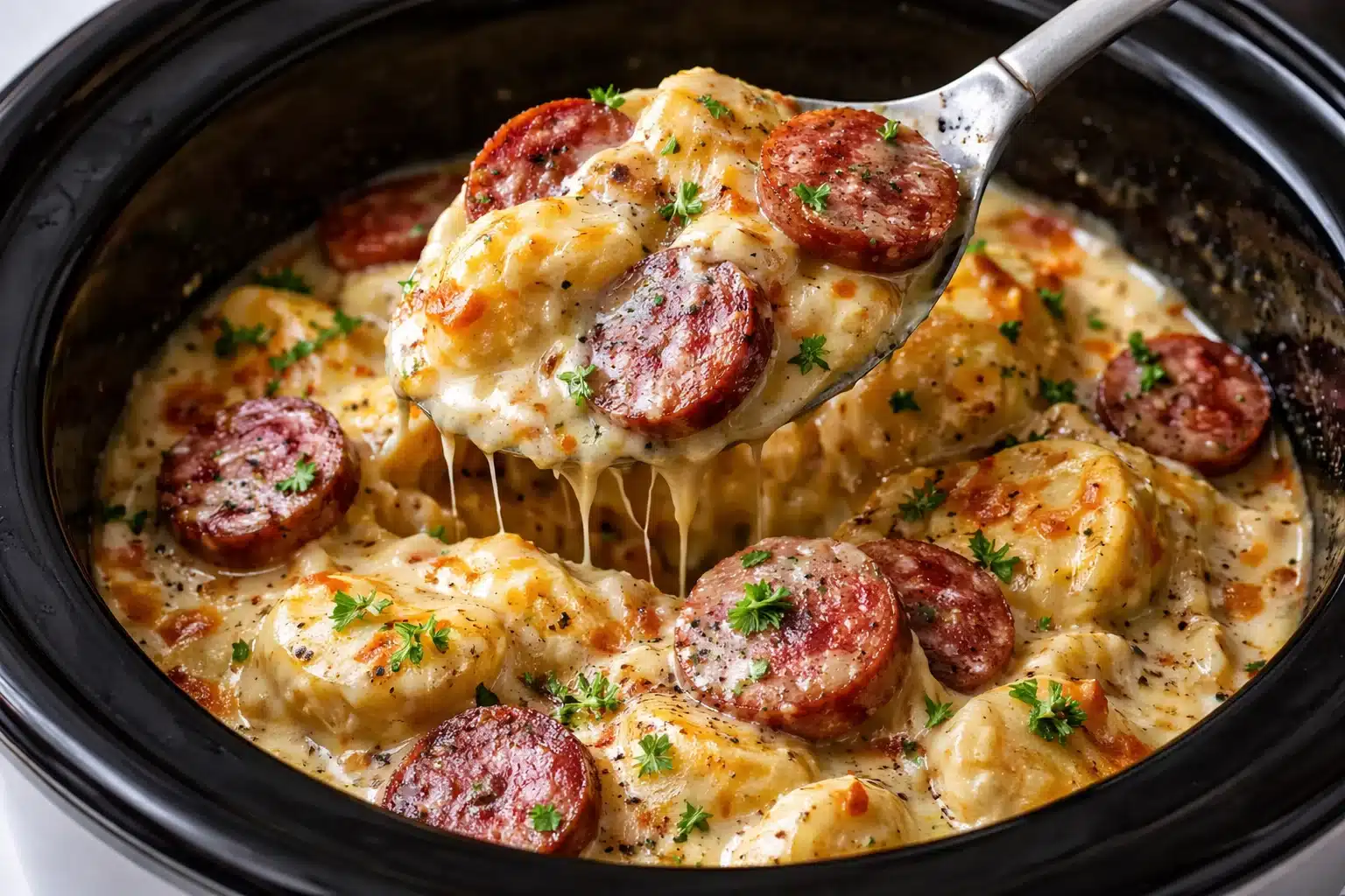 Classic Crockpot Pierogi Casserole with Kielbasa - loudasrecipes
