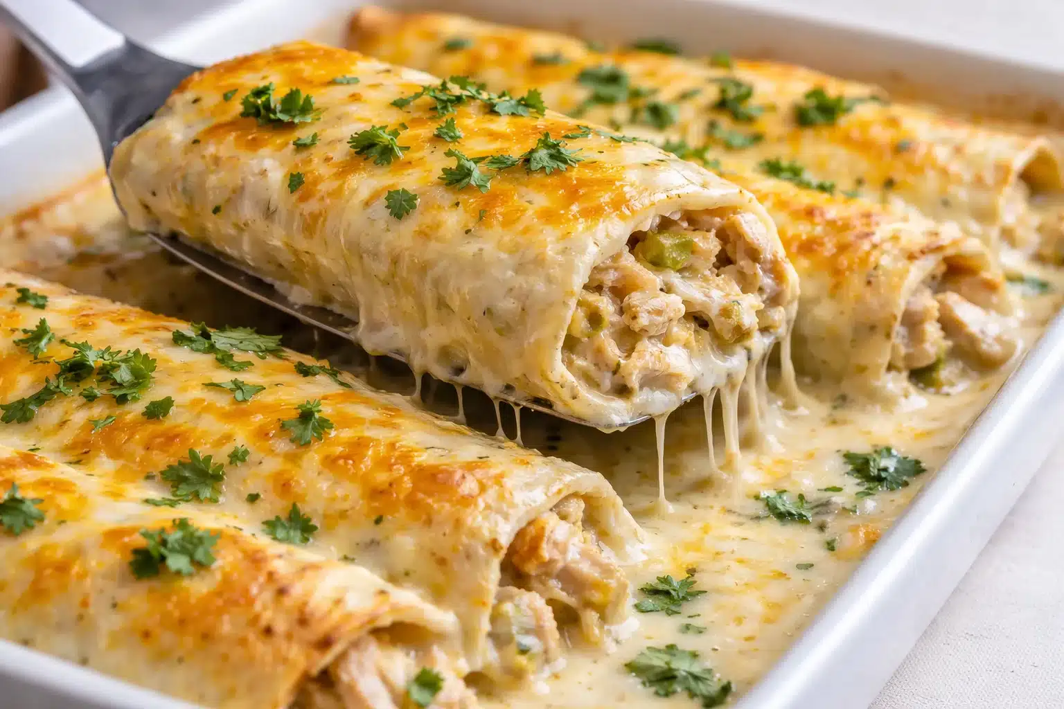 Creamy White Chicken Enchiladas