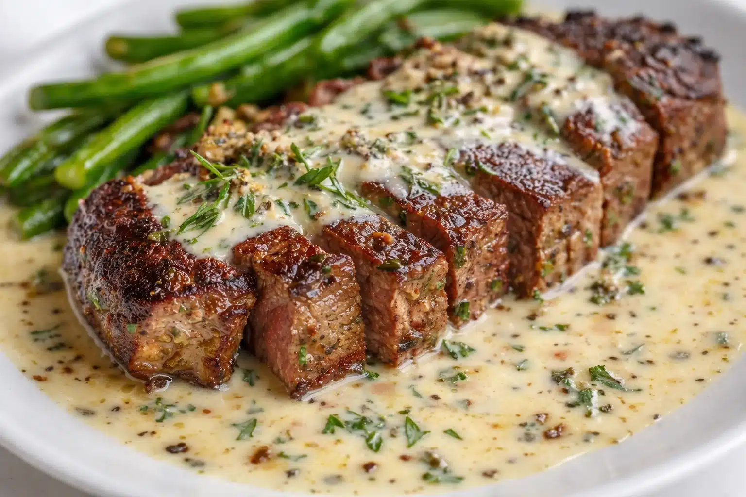 Garlic Butter Steak With Parmesan Cream Sauce