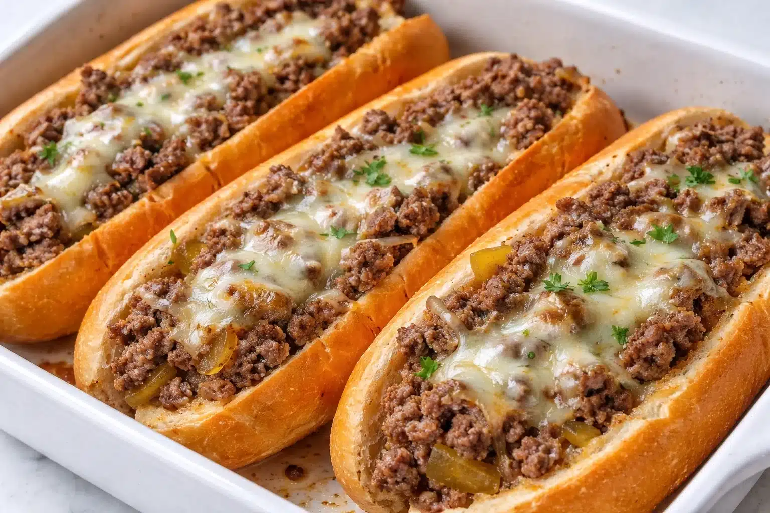 Ground Beef Philly Cheesesteaks