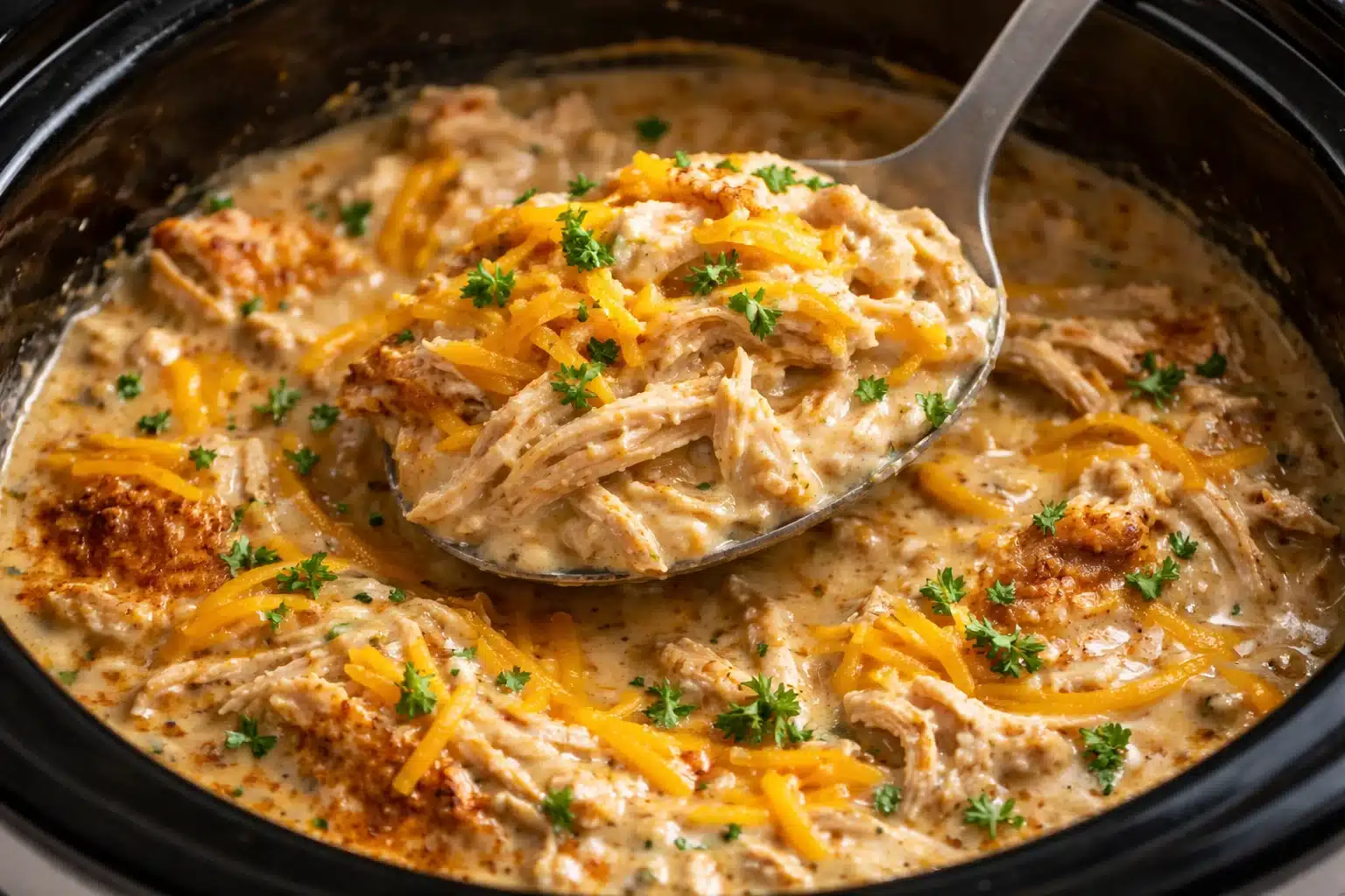 Ranch Chicken Crock Pot Recipe served with vegetables and herbs